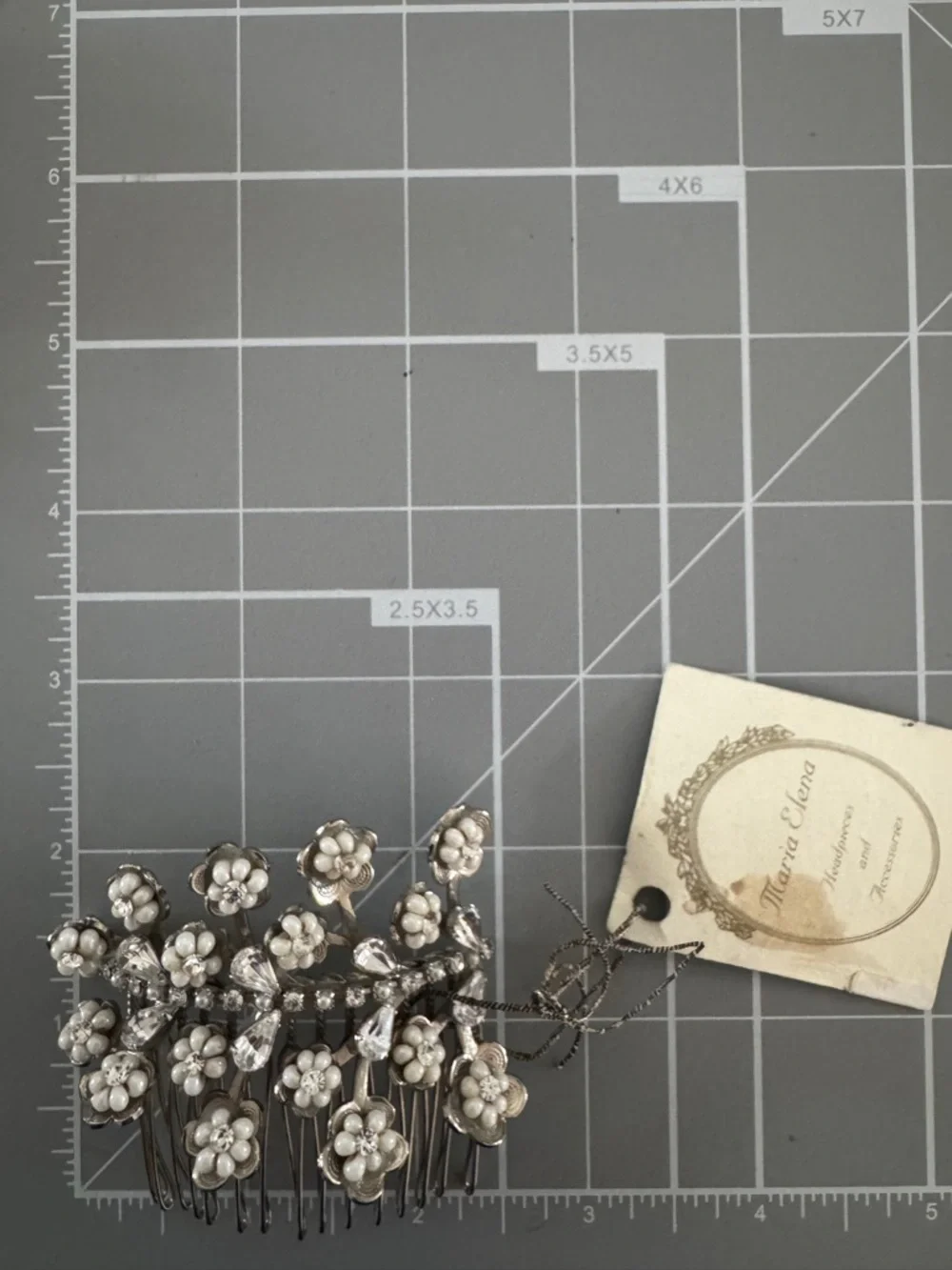 Vintage Maria Elena Headpiece Bridal‎ Pearl & Crystal Flower Hair Comb - White
